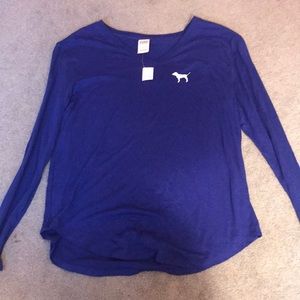 Long Sleeve Navy Blue Pink Top